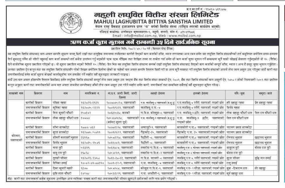 Chormra Branch 35 days notice 1