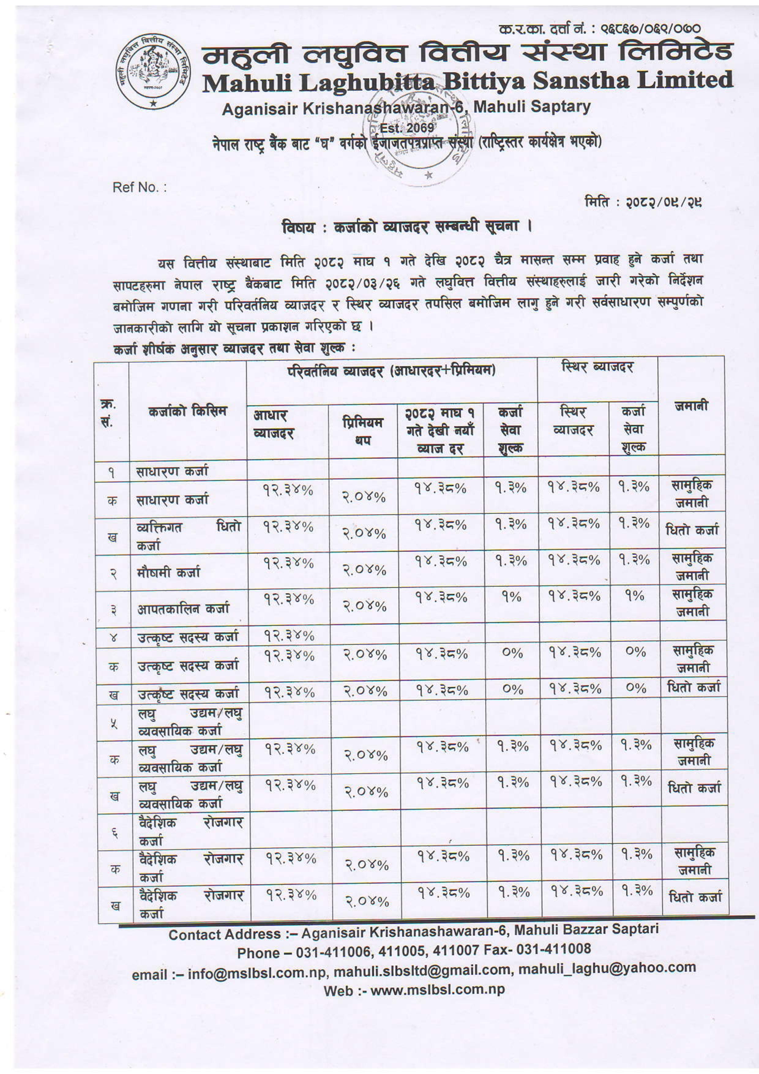 Loan Interest Rate Notice Page 1 800kb