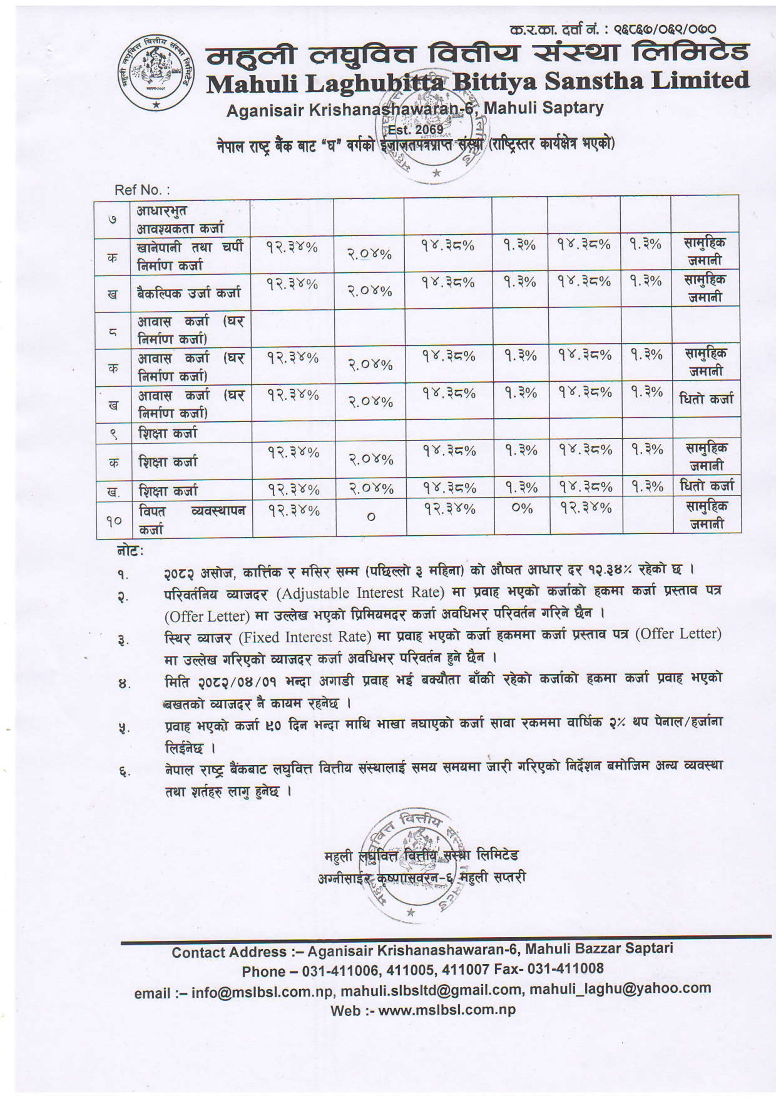 Loan Interest Rate Notice Page 2 800kb