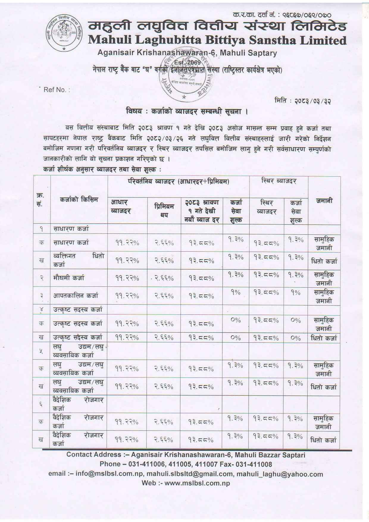 Notice Loan Interest Rate Effective From 2083 Shrawan page 0001 11zon