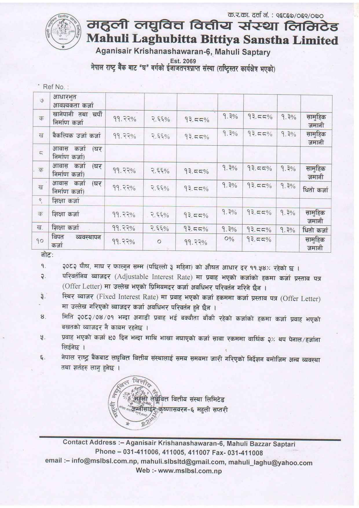 Notice Loan Interest Rate Effective From 2083 Shrawan page 0002 11zon